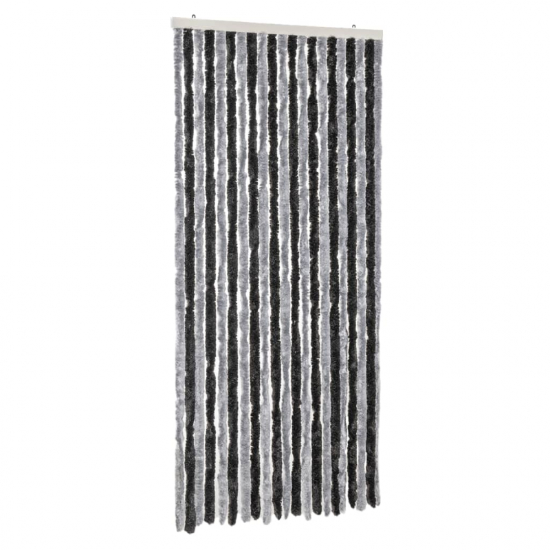 Fliegenvorhang Grau und Schwarz 100x200 cm Chenille
