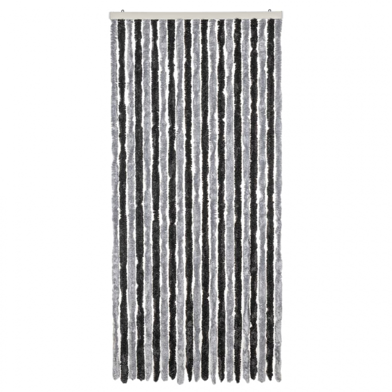 Fliegenvorhang Grau und Schwarz 100x200 cm Chenille