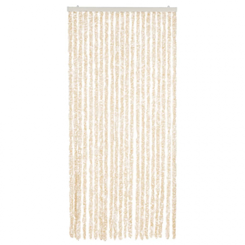 Fliegenvorhang Beige und Weiß 56x185 cm Chenille