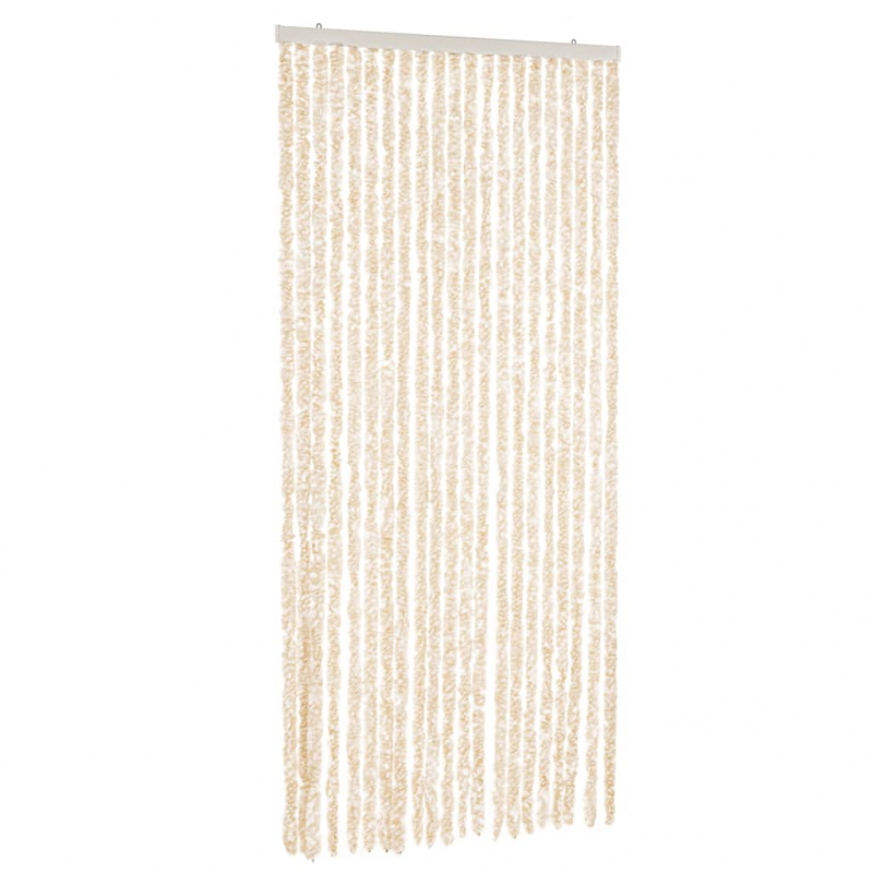 Fliegenvorhang Beige und Weiß 90x200 cm Chenille