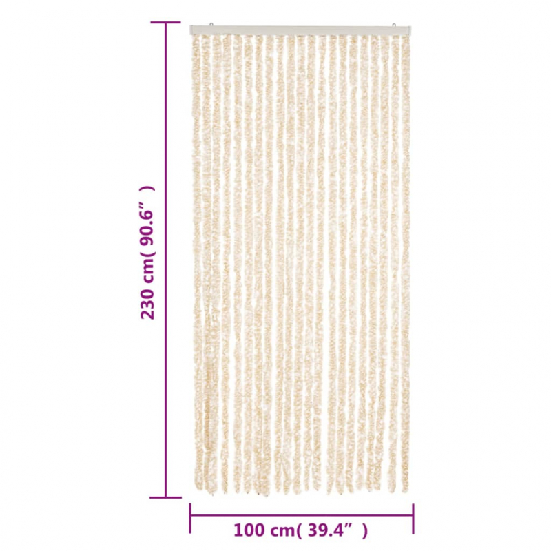 Fliegenvorhang Beige und Weiß 100x230 cm Chenille