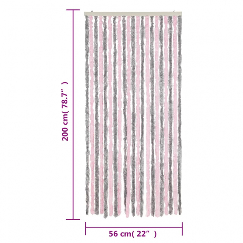 Fliegenvorhang Silbergrau und Rosa 56x200 cm Chenille