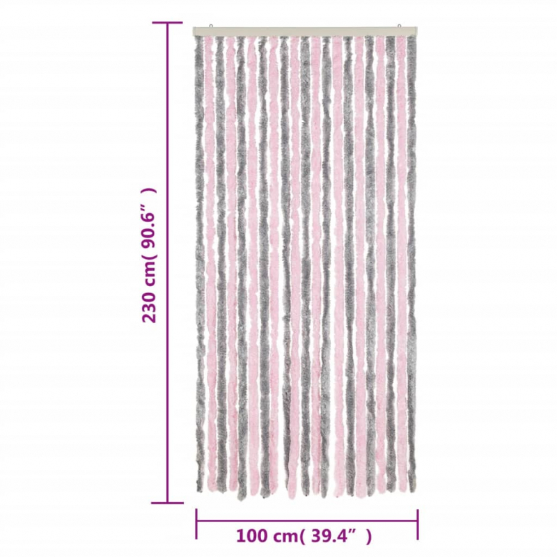 Fliegenvorhang Silbergrau und Rosa 100x230 cm Chenille