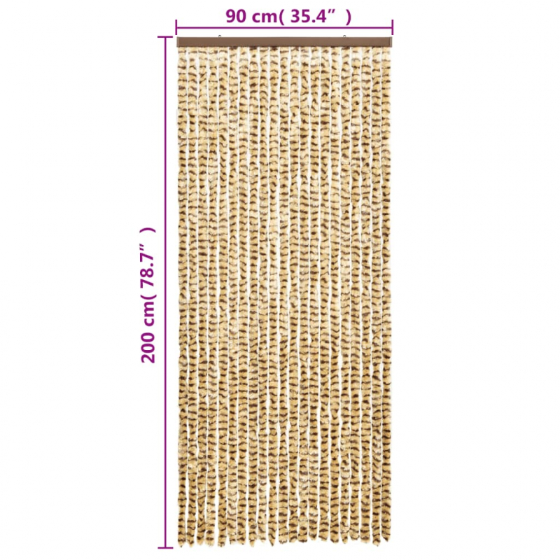 Fliegenvorhang Beige und Braun 90x200 cm Chenille