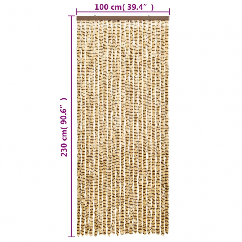 Fliegenvorhang Beige und Braun 100x230 cm Chenille