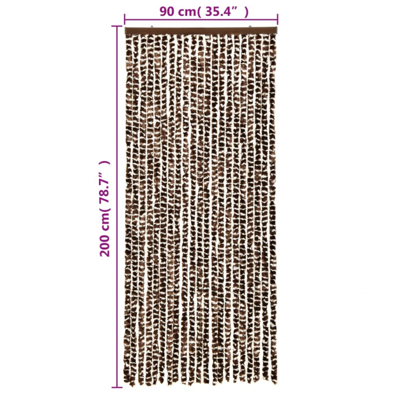 Fliegenvorhang Braun und Weiß 90x200 cm Chenille