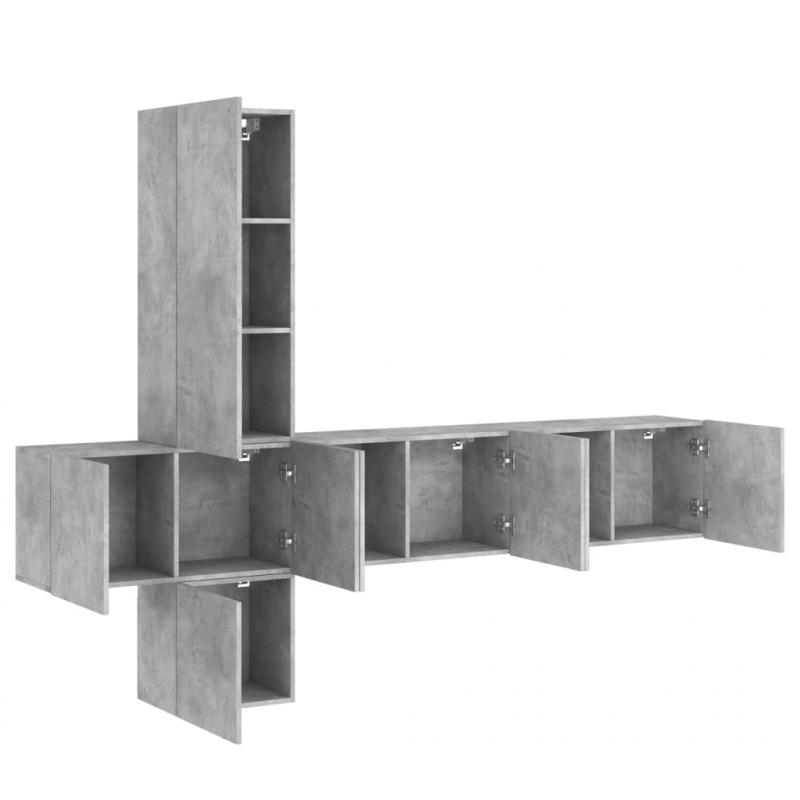 5-tlg. Wohnwand Betongrau Holzwerkstoff