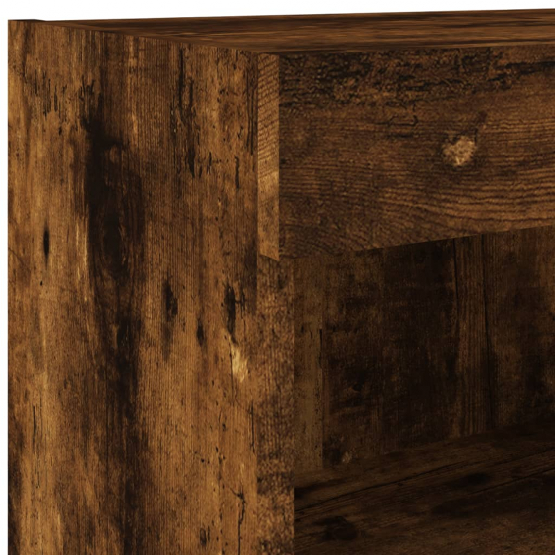 8-tlg. Wohnwand mit LED-Beleuchtung Räuchereiche Holzwerkstoff