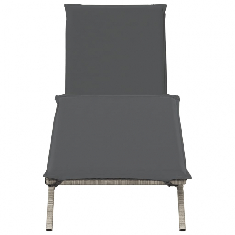 Sonnenliege mit Auflage Hellgrau Poly Rattan