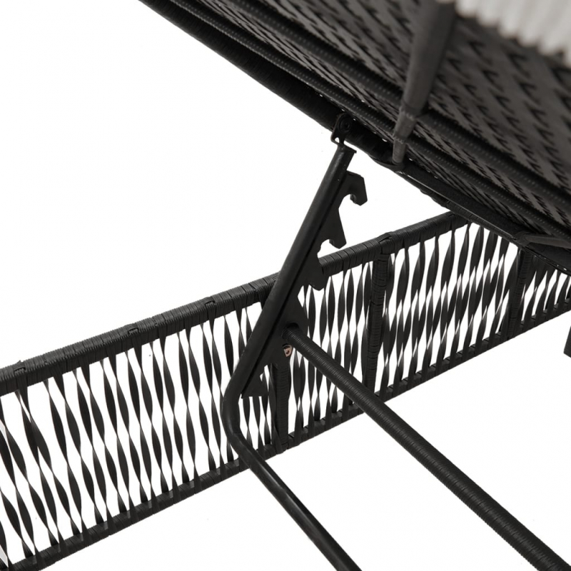 Sonnenliege mit Auflage Schwarz Poly-Rattan
