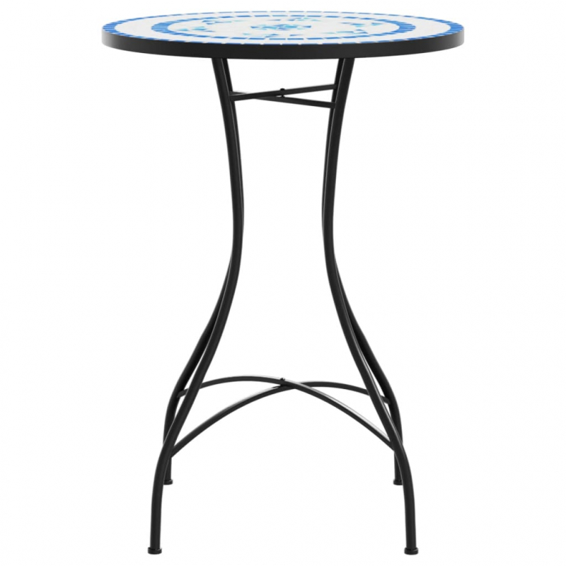 Mosaik-Bistrotisch Blau und Weiß Ø50x70 cm Keramik