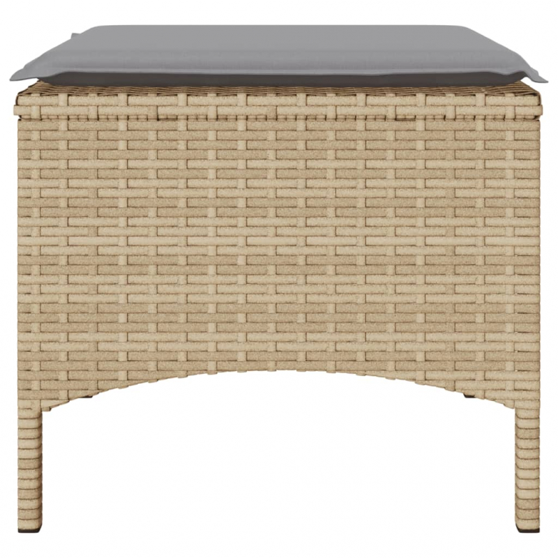 Gartensofa 2-Sitzer mit Tisch und Hockern Beige Poly Rattan