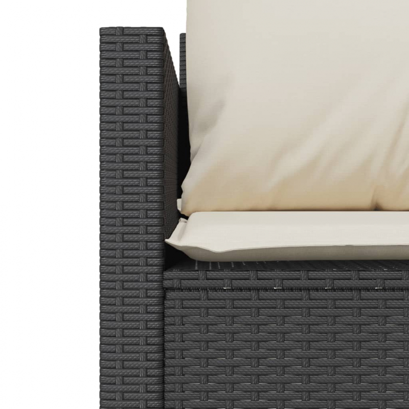 3-tlg. Bistro-Set mit Kissen Schwarz Poly Rattan