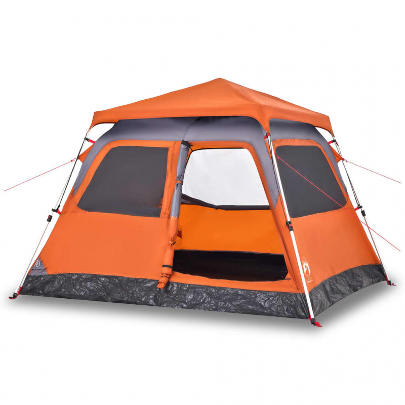 Kuppel-Campingzelt 4 Personen Grau und Orange Quick Release