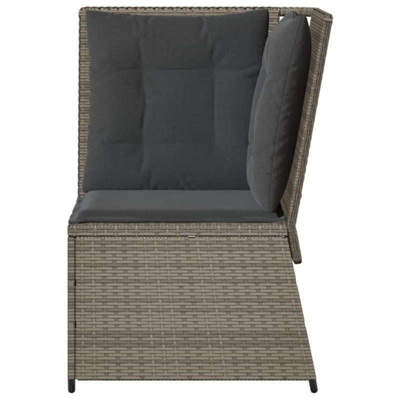 Garten-Ecksofa mit Kissen Grau Poly Rattan