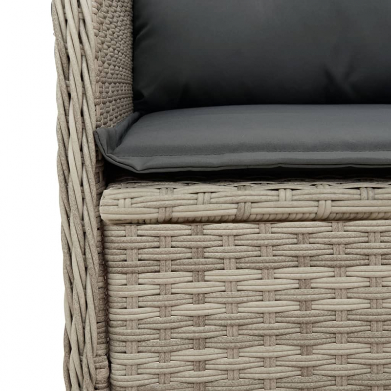 Garten-Ecksofa mit Kissen Hellgrau Poly Rattan