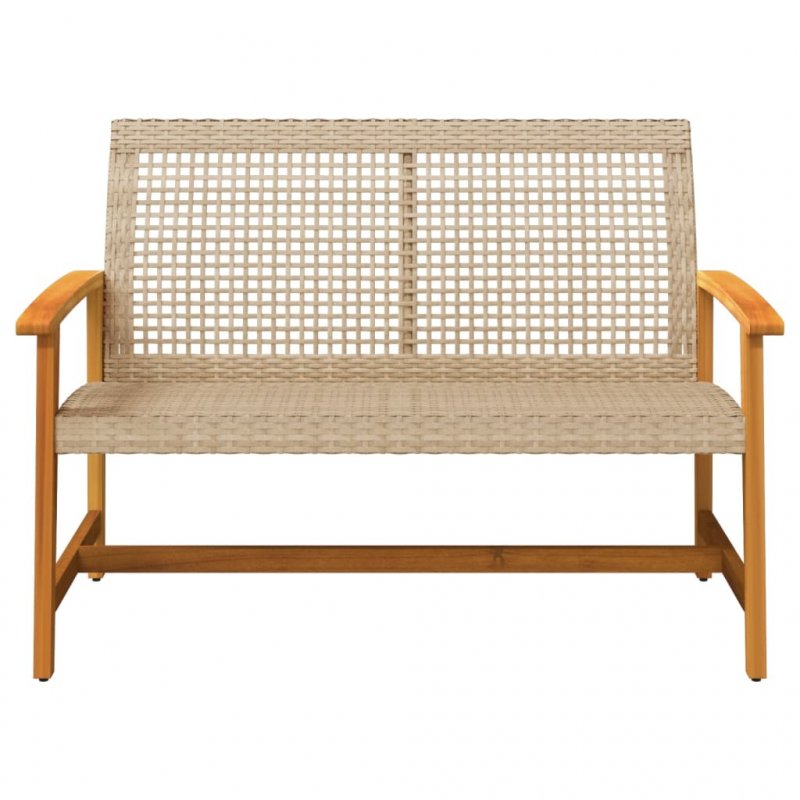 Gartenbank Beige 112 cm Poly Rattan und Akazienholz