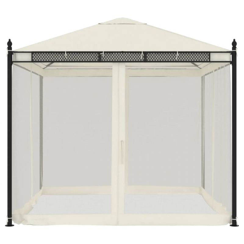 Pavillon mit Netzwänden Creme 2,93x2,93 m Stahl