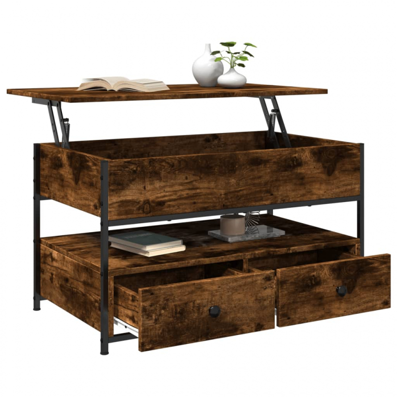 Couchtisch Räuchereiche 85x50x50 cm Holzwerkstoff und Metall