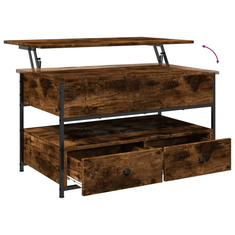 Couchtisch Räuchereiche 85x50x50 cm Holzwerkstoff und Metall