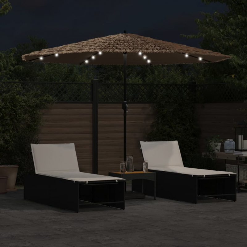 Sonnenschirm mit LED und Stahlmast Braun 324x324x247 cm