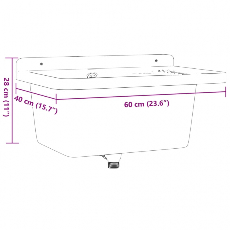 Ausgussbecken Wandmontage Weiß 60x40x28 cm Harz