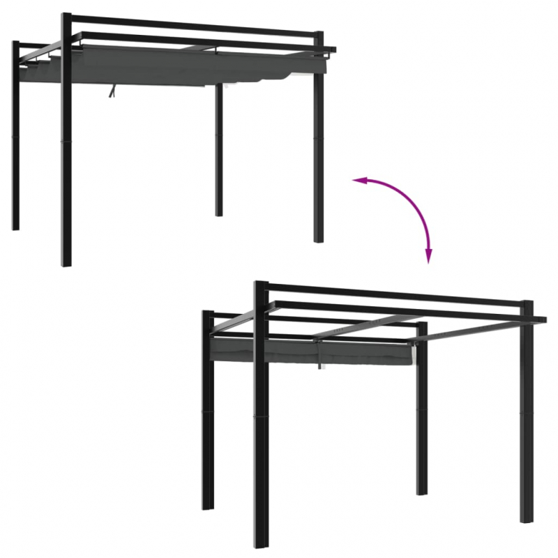 Gartenpavillon mit Ausziehbarem Dach Anthrazit 3x3 m Aluminium