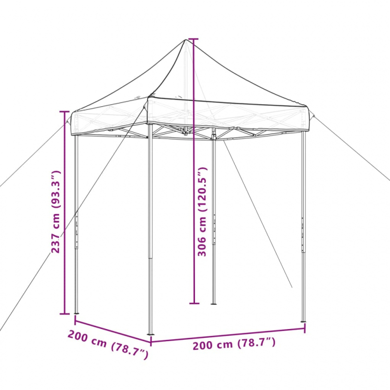 Partyzelt Faltbar Pop-Up Braun 200x200x306 cm