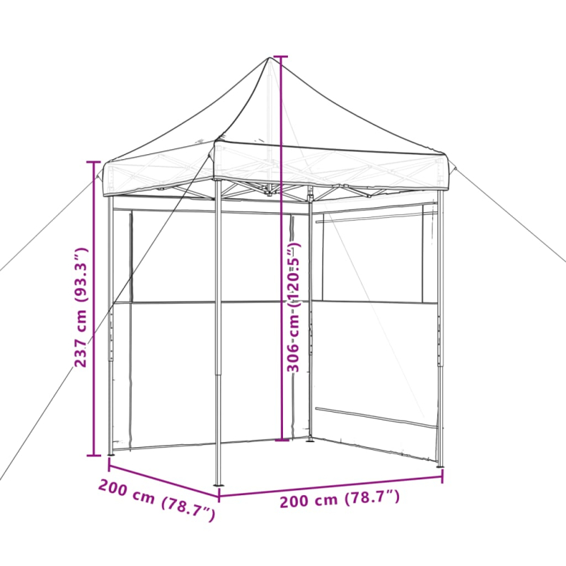 Partyzelt Faltbar Pop-Up mit 2 Seitenteilen Taupe