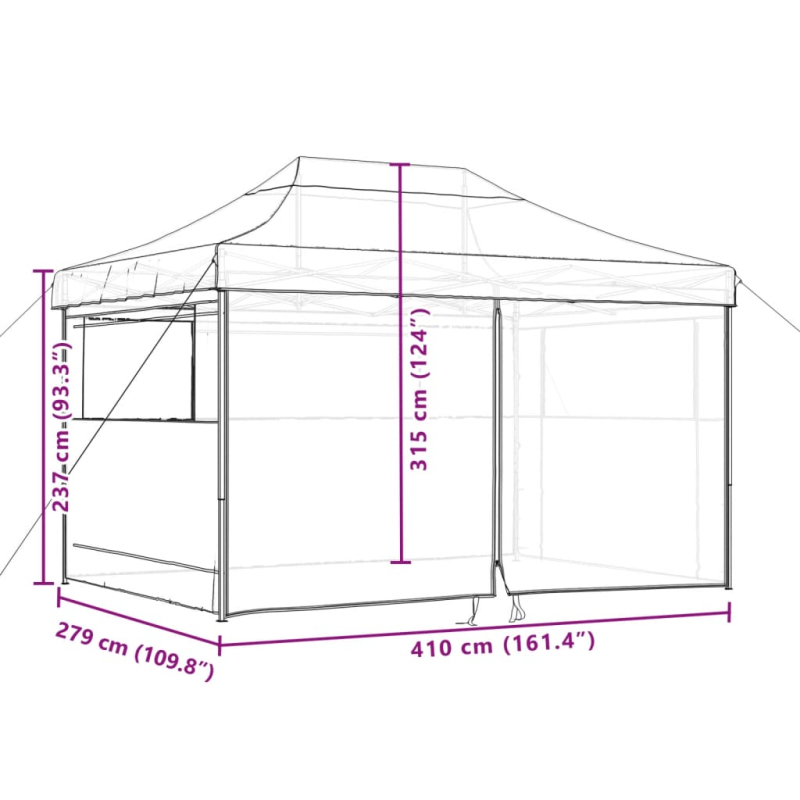 Partyzelt Faltbar Pop-Up mit 4 Seitenteilen Taupe