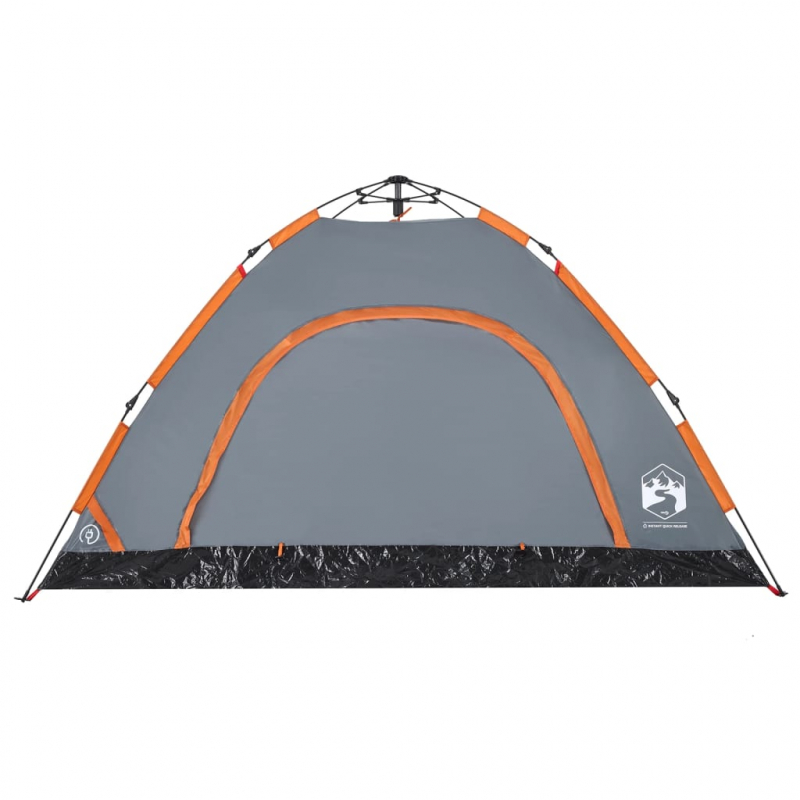 Campingzelt 4 Personen Grau und Orange Quick Release