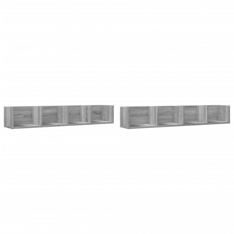 Wandschränke 2 Stk. Grau Sonoma-Eiche 99x18x16,5 Holzwerkstoff
