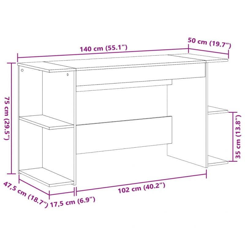 Schreibtisch Betongrau 140x50x75 cm Holzwerkstoff