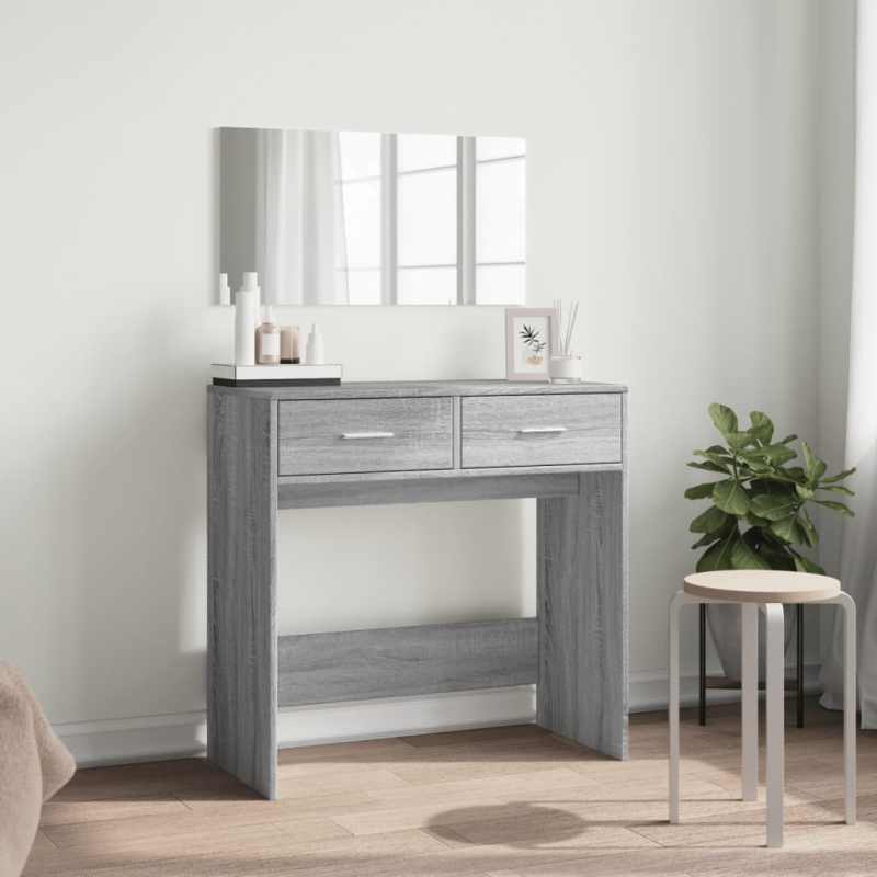 Schminktisch mit Spiegel Grau Sonoma 80x39x80 cm