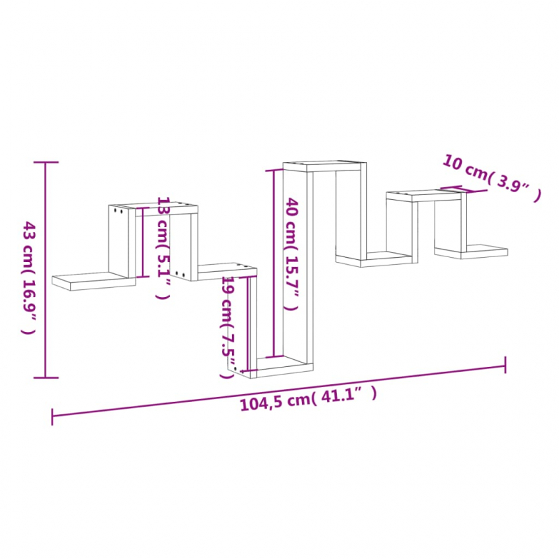 Wandregal Grau Sonoma 104,5x10x43 cm Holzwerkstoff