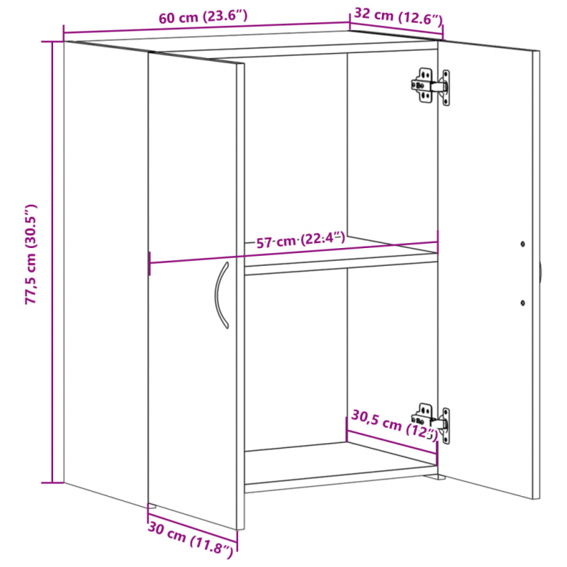 Aktenschrank Räuchereiche 60x32x77,5 cm Holzwerkstoff