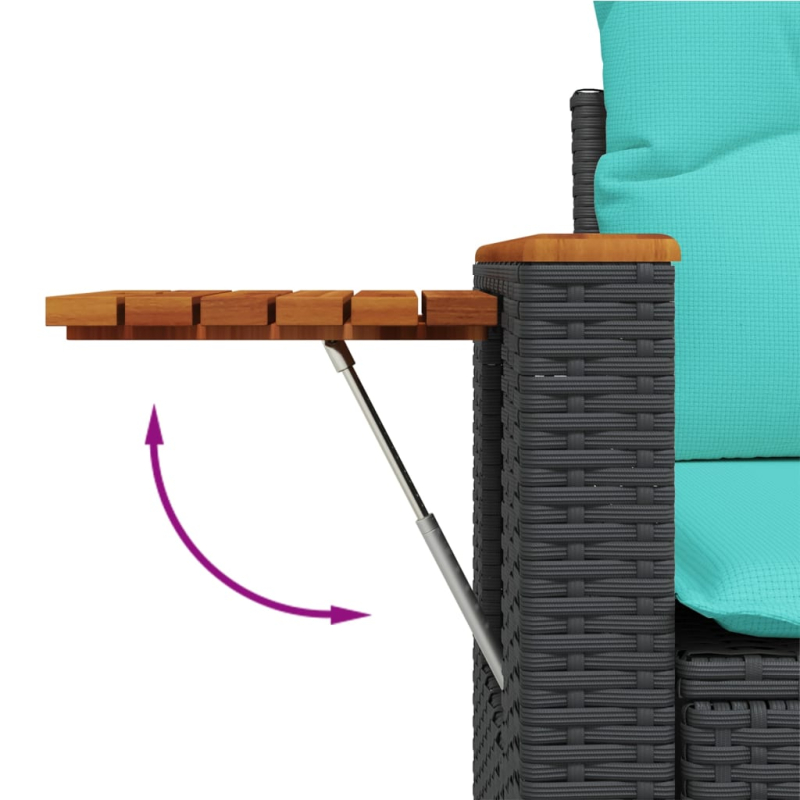 10-tlg. Garten-Sofagarnitur mit Kissen Schwarz Poly Rattan