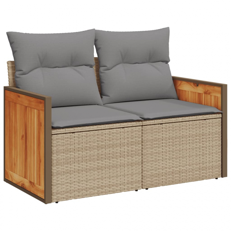 16-tlg. Garten-Sofagarnitur mit Kissen Beige Poly Rattan