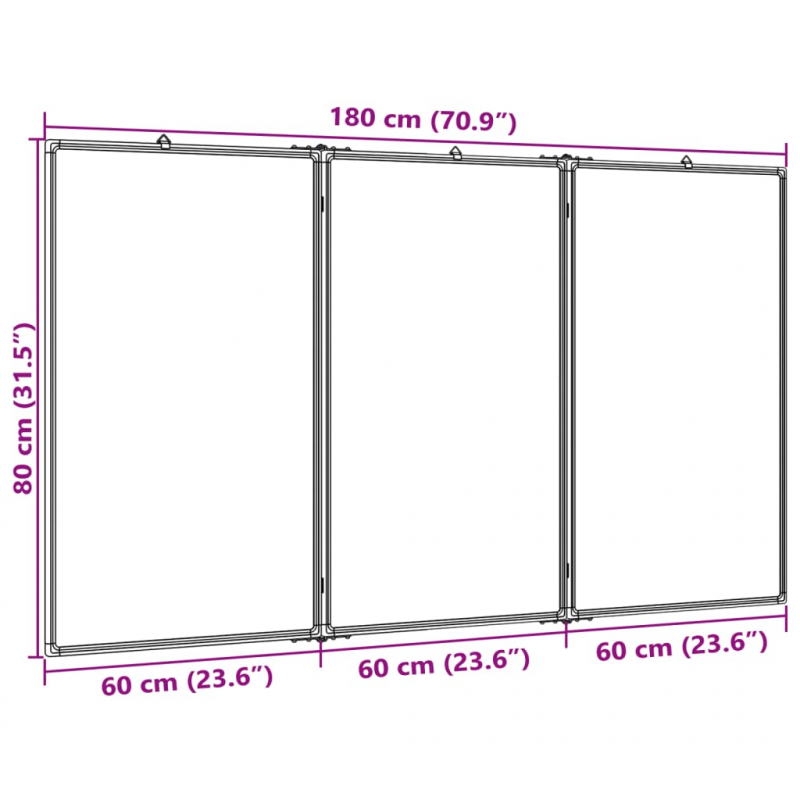 Magnetisches Whiteboard Klappbar 180x80x1,7 cm Aluminium