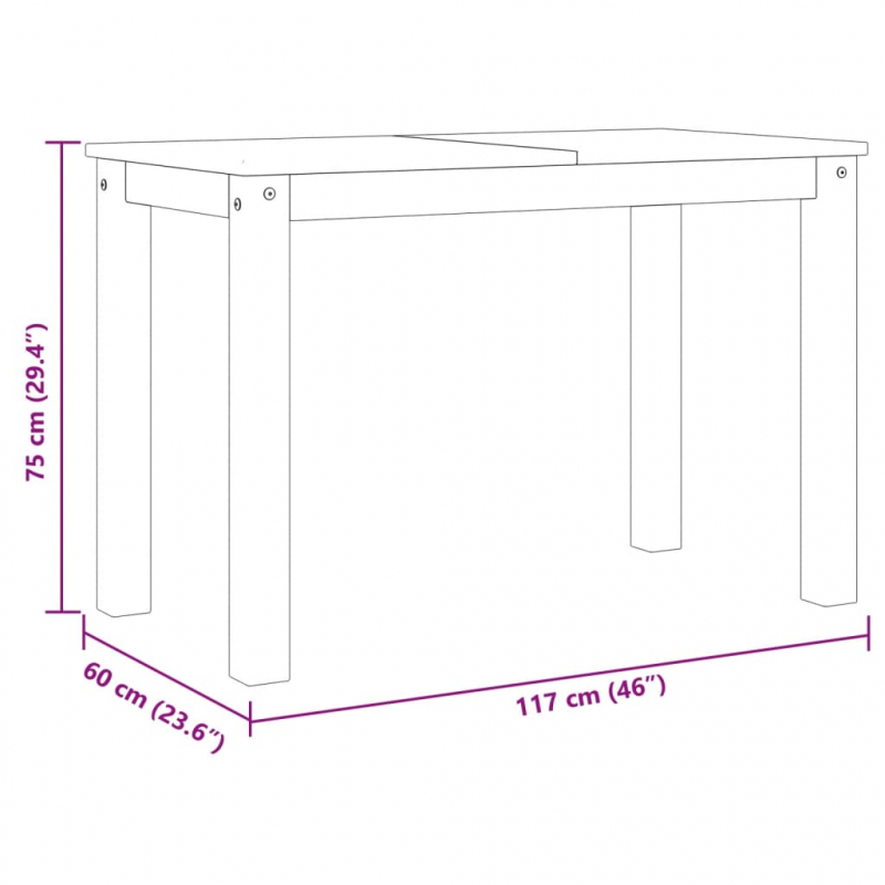 Esstisch Panama Grau 117x60x75 cm Massivholz Kiefer