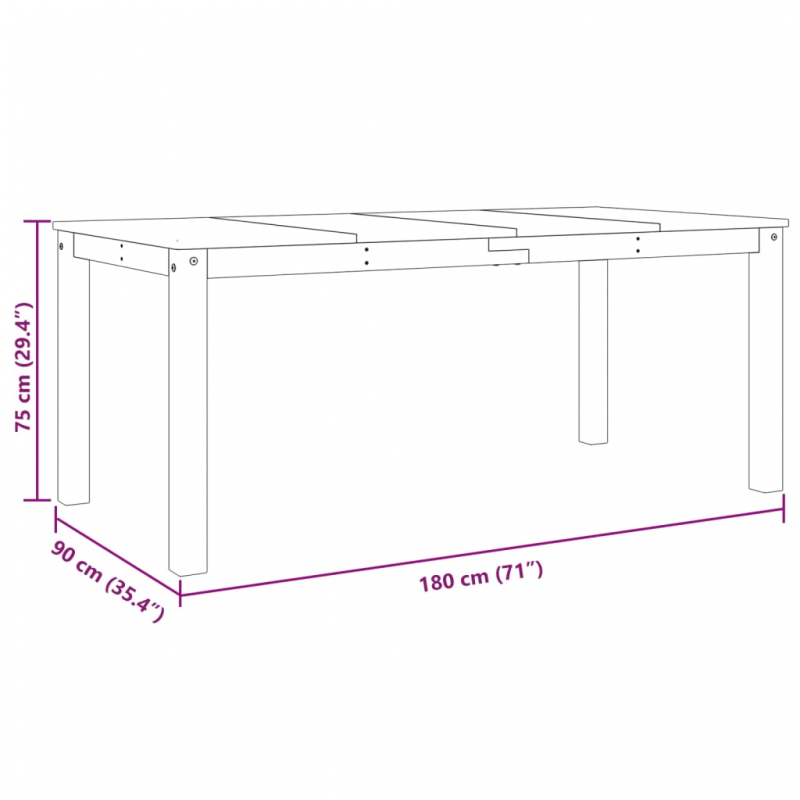 Esstisch Panama Grau 180x90x75 cm Massivholz Kiefer