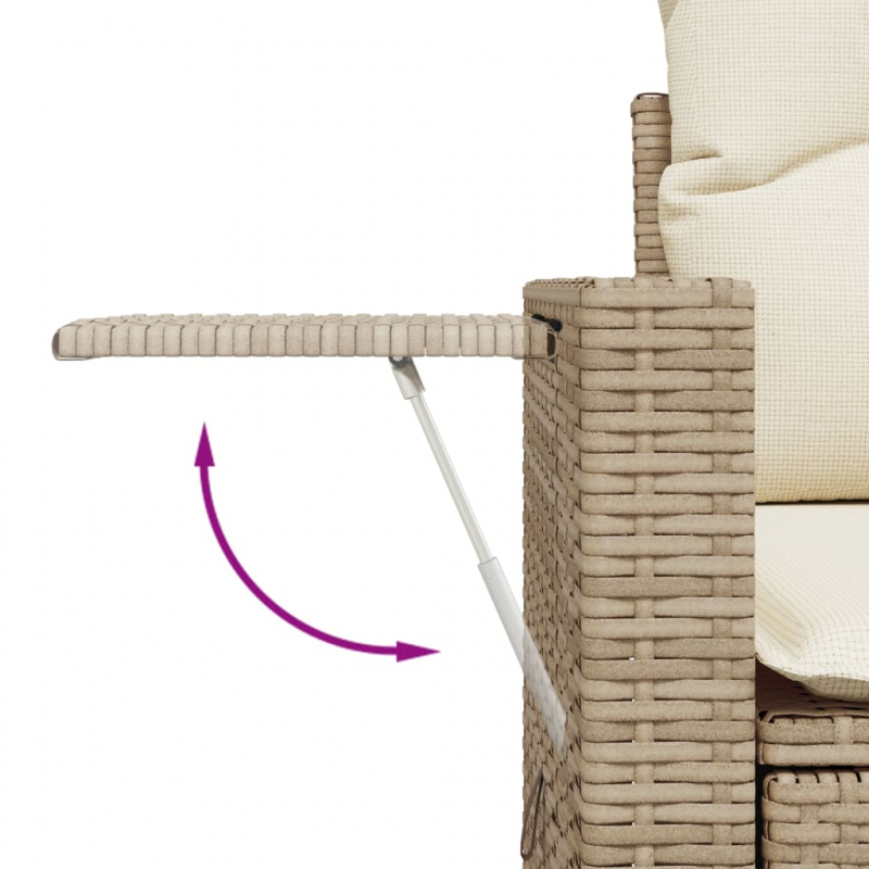 9-tlg. Garten-Sofagarnitur mit Kissen Beige Poly Rattan