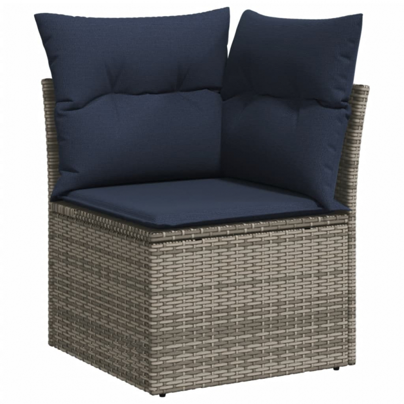 10-tlg. Garten-Sofagarnitur mit Kissen Schwarz Poly Rattan