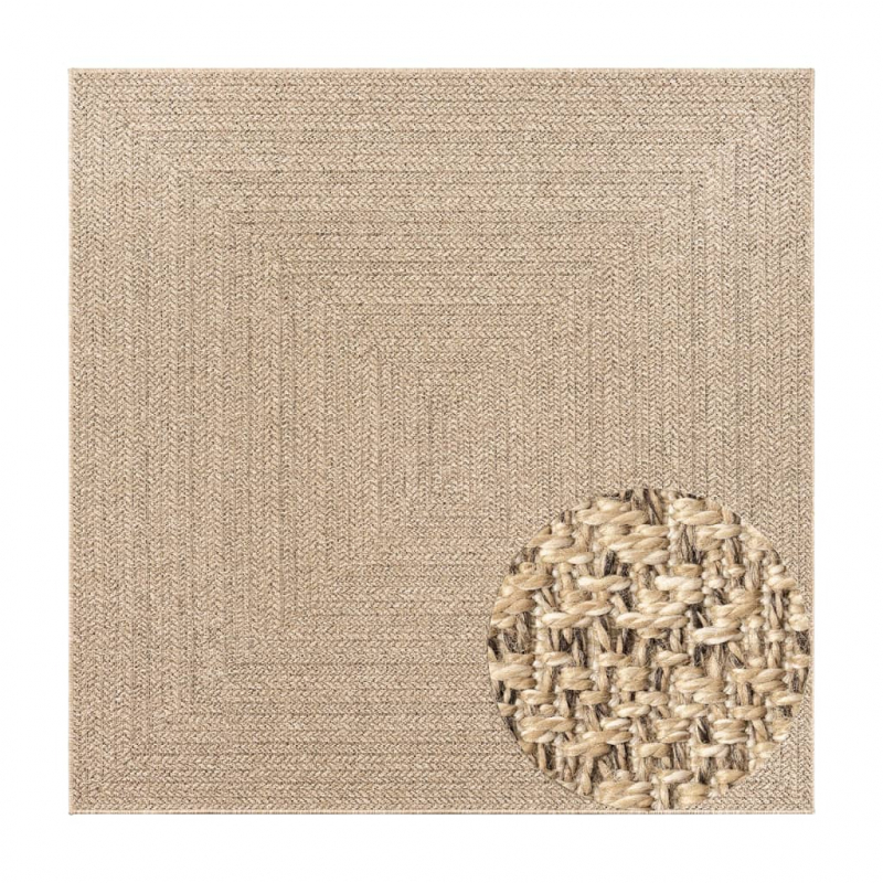 Teppich ZIZUR 240x240 cm Jute-Optik Indoor und Outdoor