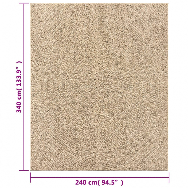 Teppich ZIZUR 240x340 cm Jute-Optik Indoor und Outdoor