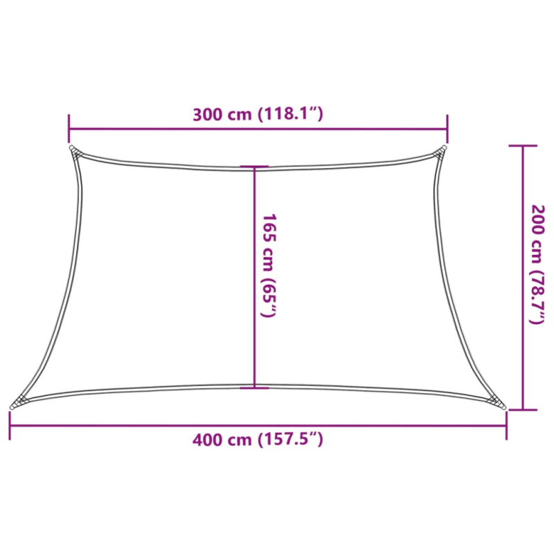 Sonnensegel 160 g/m² Trapez Hellgrau 3/4x2 m HDPE