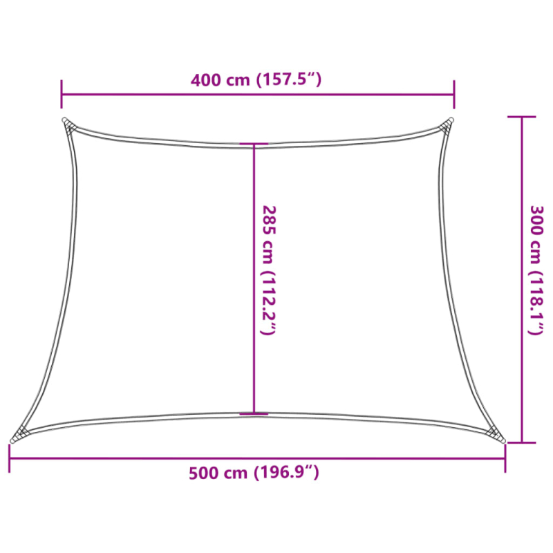 Sonnensegel 160 g/m² Trapez Hellgrau 4/5x3 m HDPE