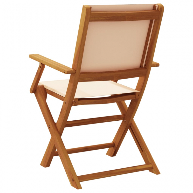 Gartenstühle 4 Stk. Klappbar Beige Stoff und Massivholz