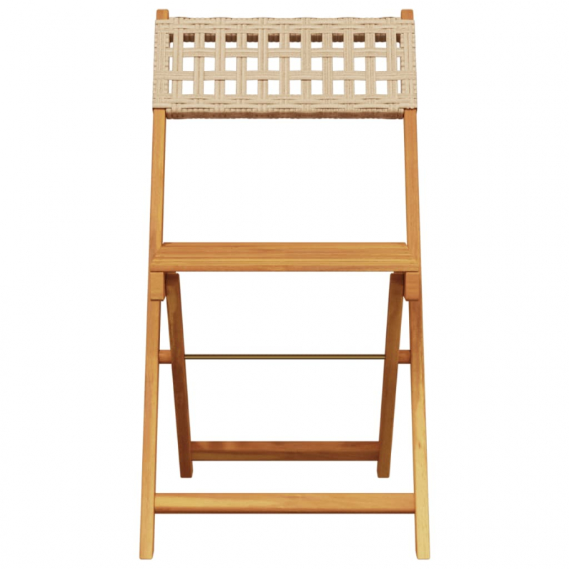 Gartenstühle 4 Stk. Klappbar Beige Poly Rattan & Massivholz