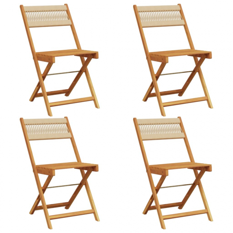 Gartenstühle 4 Stk. Klappbar Beige Massivholz Akazie